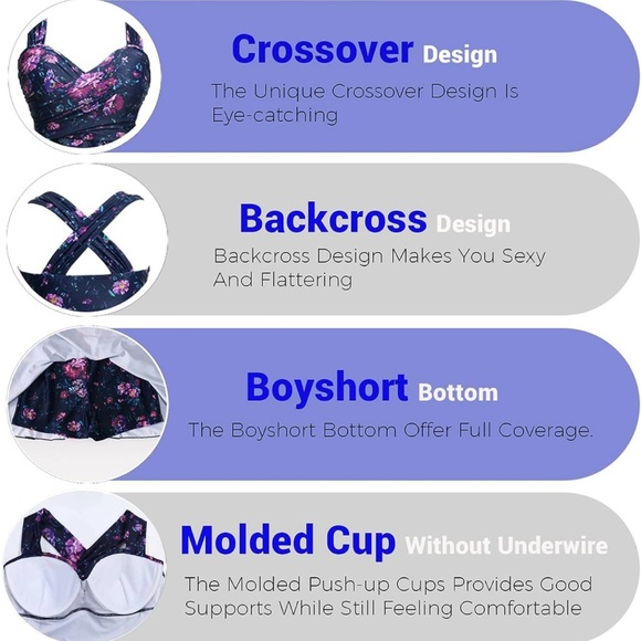 COCOPEAR NWT Crossover Skirted Swimdress, 2XL - Picture 4 of 8